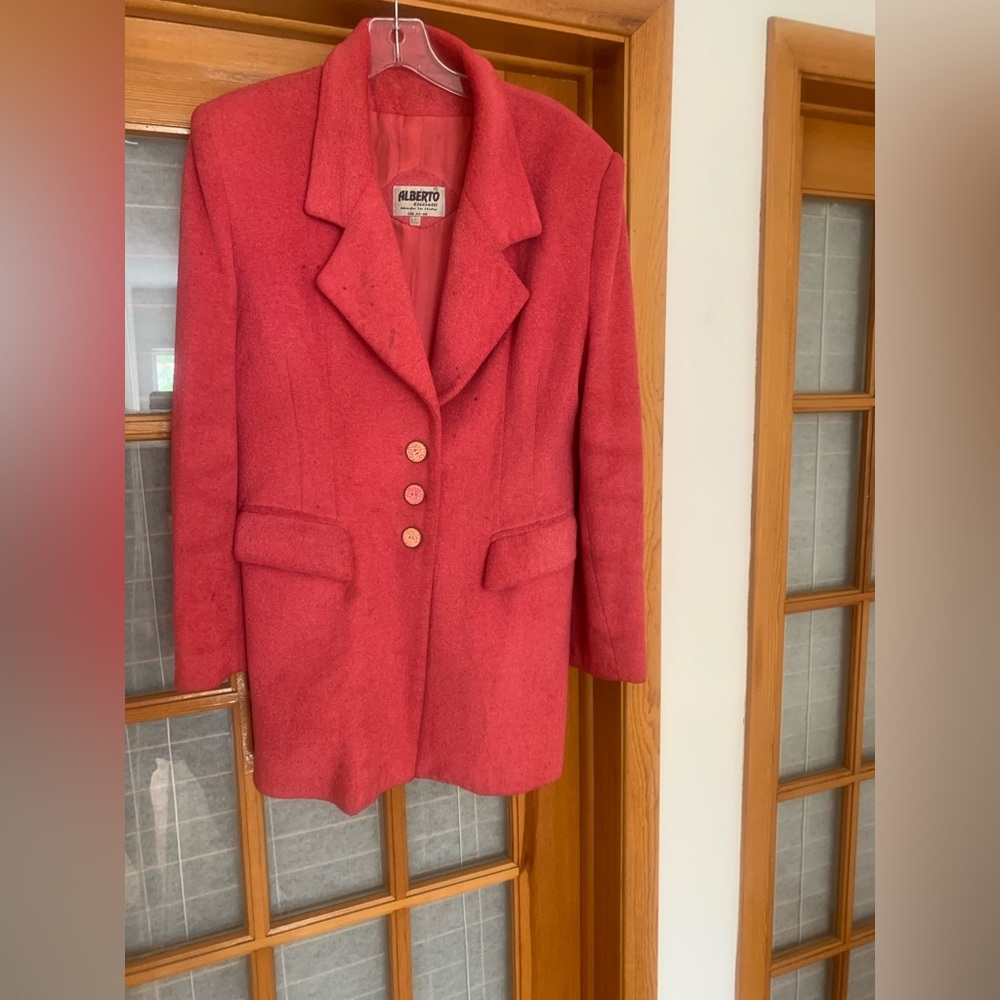 Dark pink Italian designer Structured Blazer with Notched Lapels